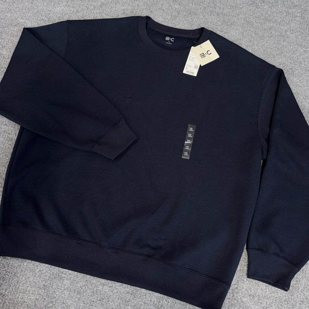 Uniqlo : C Oversized Boxy Crewneck Sweatshirt Navy Size XL Heavy Cotton Blend